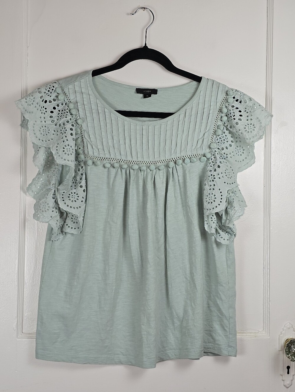 J Crew Mint Green Cottagecore Coquette Knit Top M